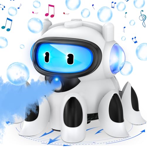 Fileeyn Kinder Spielzeug, Langlebig und sicher Gehender Elektronische Roboter, mit LED Sprühgerät und Interessanten Musik Süßer Roboter Kinder für ab 3 4 5 6 7 8 Jahre Jungen und Mädchen Geschenk von Fileeyn