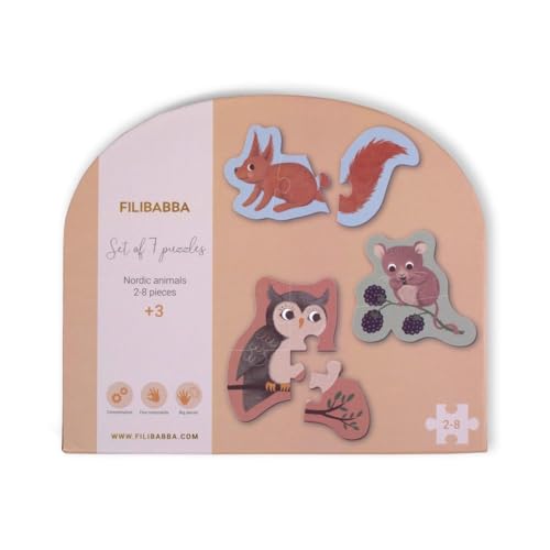 FILIBABBA - Set of 7 Puzzles - Nordic Animals (FI-02178) von Filibabba