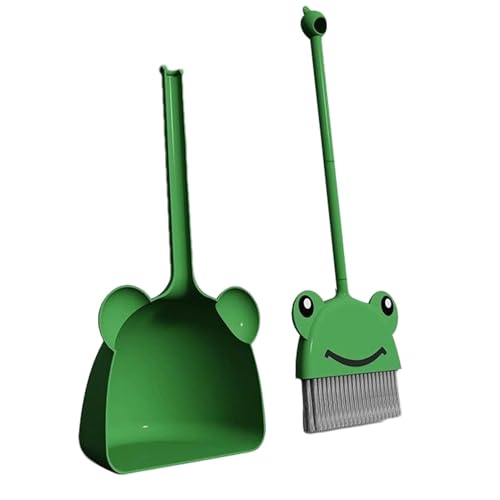 Dustpan Small Broom, Children Green Frog Cleaning Set, Toddler Cleaning Set, Little Housekeeping Helper, Outdoor Sweeping Brush Set, Easy to Use, Portable for Home von Filvczt