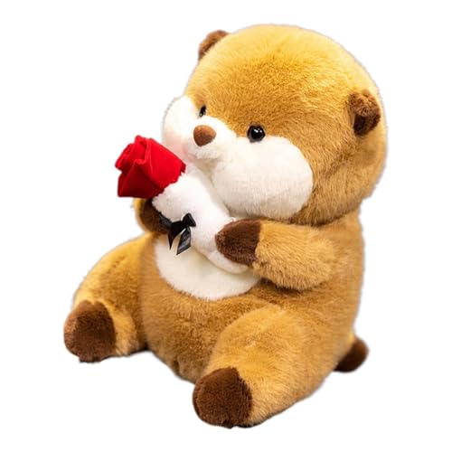 Filvczt Capybara-Plüschtier, Capybara-Puppe mit Rose, Capybara-Stofftier, ansprechend, weich und bequem, 24 cm für Kleinkinder, Kinder von Filvczt