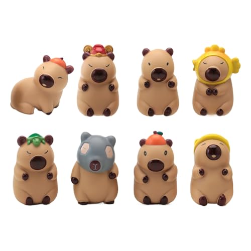 Filvczt Capybara-Statuenfiguren, Capybara-Spielzeugpuppe, Capybara-Tischornament, Ansprechend, Langlebig, 8 Stück Für Die Heimdekoration von Filvczt