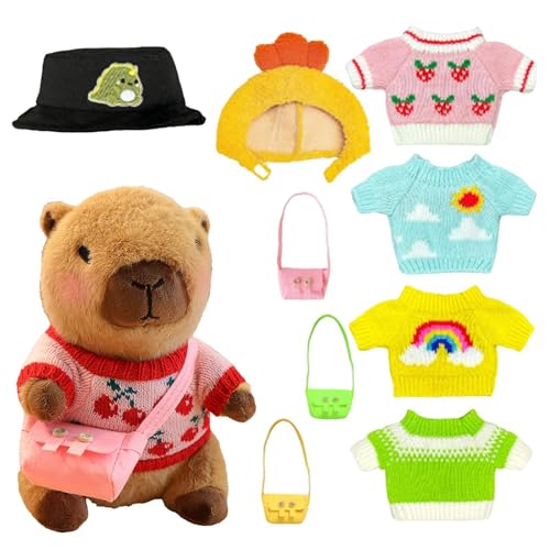 Filvczt Capybara Stofftier mit Kleidung, Capybara mit Kleidung Plüsch, Dress Up Capybara-Plüschtiere, Süße Plüschtiere verkleiden Capybara-Stofftierpuppe für Kinder von Filvczt