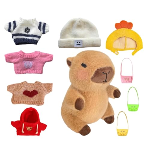 Gefüllter Capybara, Capybara-Plüsch mit Kleidung, Capybara-weiche Puppe, langlebig, auffällig, 23 cm, für Kinder im Alter von 4–12 Jahren von Filvczt