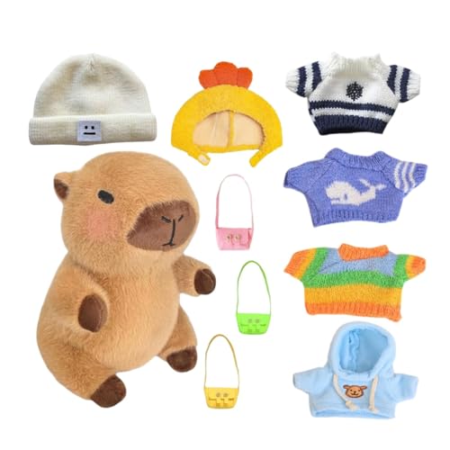 Gefüllter Capybara, Capybara-Plüsch mit Kleidung, Capybara-weiche Puppe, langlebig, auffällig, 23 cm, für Kinder im Alter von 4–12 Jahren von Filvczt