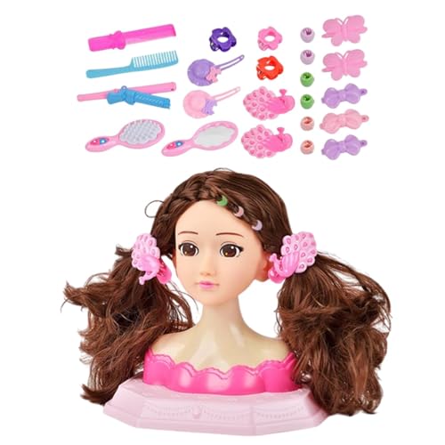 Filvczt Haarstyling-Puppenkopf, Haarstyling-Spielset, Friseurpuppe, langlebig, Entwicklung von Lebenskompetenzen, 19,5 x 17,5 x 13,5 cm für Mädchen von Filvczt