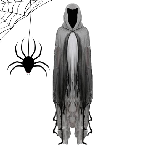 Filvczt Hooded Ghost Cape, Witch Cloak Costume, Breathable Spooky Haunted House Costume, Creations Hooded Velvet Cloak, Halloween Women Witch Cape, Easy To Use, Portable for Halloween Costume von Filvczt