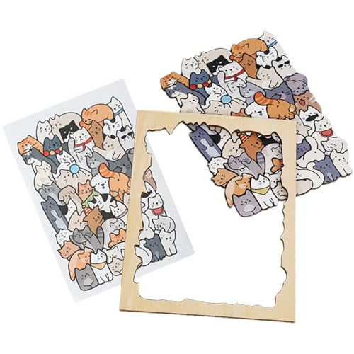 Filvczt Katzenförmiges Puzzlespielzeug, Tierpuzzles | 50 Stück Holz-Cartoon-Tier-Puzzles - Multifunktionale dekorative Aktivitäten für das frühe Lernen, pädagogische Puzzles für, Mädchen, Kinder von Filvczt