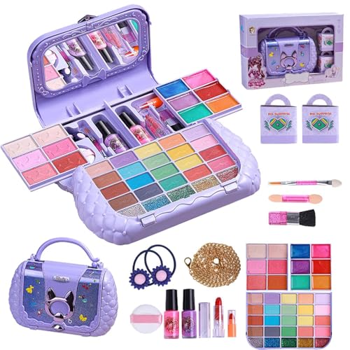 Girls Makeup Kit, Princess Cosmetic Kit, Washable Makeup Girls Princess Make Up Toys, Cosmetic Play Set, Washable Cosmetic Set, Easy to Use, Portable for Girls Over 3 Years Old von Filvczt