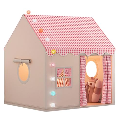 Großes Spielhaus, Bettspiel-Geheimbasis, Spielhaus Für Kinder Im Innenbereich, Mit Geräumigem Indoor-Spielhaus Und Geheimbasis-Design, 120x105x128 cm, Grau/Rot/Gelb, Für Kleinkinder von Filvczt