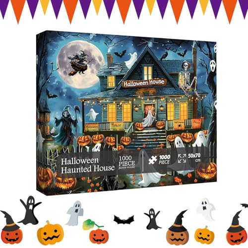 Halloween Jigsaw Puzzles, 1000 Pieces Challenging Jigsaw Puzzles, Interactive Brain Teaser, Family Game Night, Educational Toys, Brainteasing Adults Jigsaw Puzzle, Easy to Use, Portable for Family von Filvczt