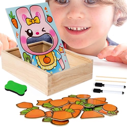 Kids Wooden Puzzles, Toddler Learning Rabbit Puzzle, Multifunctional Toddler Puzzle, Early Learning Rabbit Puzzle Toy, Wooden Bear Puzzle, Easy to Use, Portable for Children and Kids von Filvczt