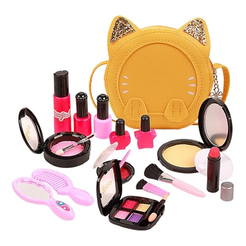 Mädchen Make -up -Kit, Cartoon Prinzessin Kosmetik, Vorgetäuschtes Make -up -Kit, Mit Komplettem Make -up -Set, Safes Und Nicht Giftigem, 13x4x11cm, Pink/Gelb/Pink, Für Kinder, Mädchen von Filvczt