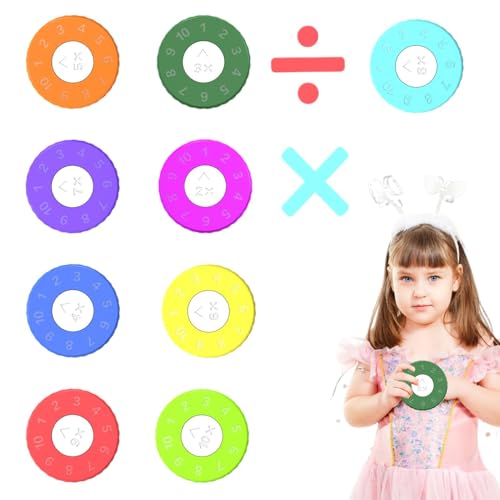 Math Fact Spinner, Math Learning 9 pcs Kids Spinner Toy, Fidget Learning Math Game Spinner Toy, Math, Fidget Hand Spinners, Easy to Use, Portable for School Travel Home von Filvczt