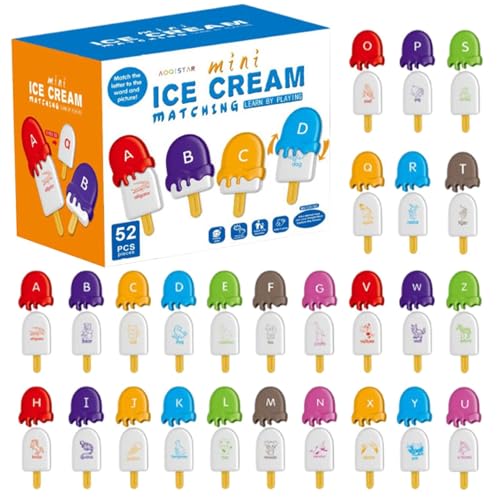 Passende Eiscreme-Alphabet-Lernspielzeuge, Eiscreme-Matching-Spiel, pädagogisches Eiscreme-Spielzeug, langlebig, ansprechend, 52 Stück für Kinder von Filvczt