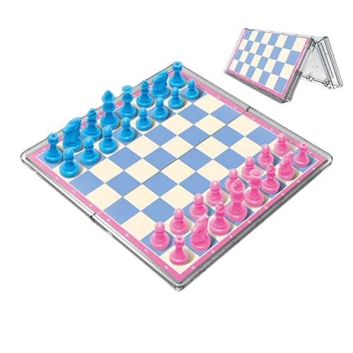 Travel Chess Set, Folding Crystal Chess Board, Magnetic Chess Game, Family Games Educational Toys, Folding Chess Board, Easy to Use, Portable for Teens Adults and Family von Filvczt