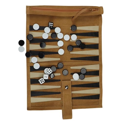 Travel Size Backgammon Game, Travel Strategy Backgammon Game, Backgammon Small Game Set, Funny Classic Board Game, Elegant Leather Backgammon Sets, Easy to Use, Portable for Home von Filvczt