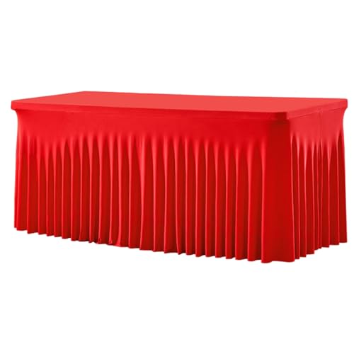 Weihnachtstischrock, Mit Rotem Rüschendesign, 6 Fuß, Rote Tischdecken Und Rock, Tisch Rüschen Elastische Abdeckung, Leicht Zu Richten Und Wasserfest, Für Urlaub, Veranstaltungen, Buffet, Bankette Weihnachtstischrock, Mit Rotem Rüschendesign, 6 Fuß, Rote Tischdecken Und Rock, Tisch Rüschen Elastische Abdeckung, Leicht Zu Richten Und Wasserfest, Für Urlaub, Veranstaltungen, Buffet, Bankette von Filvczt