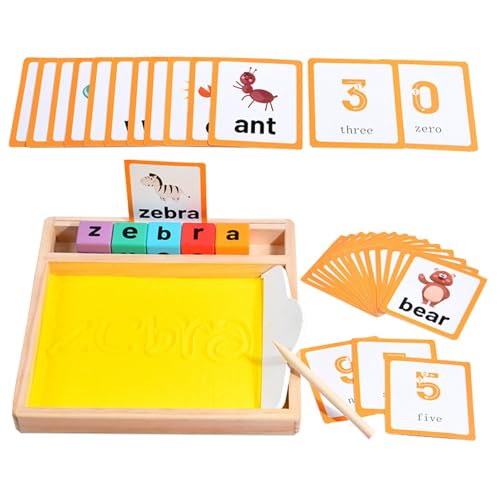 Wood Sand Trays Classroom, Letter Tracing Sand Tray, Learning Sand Tray Toys,Sand Tray Box, Letter Tracing Box, Easy to Use, Portable for Over 2 Years Children and Kids von Filvczt