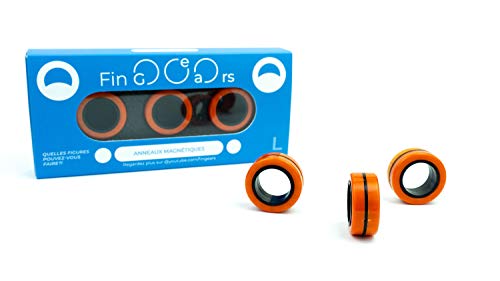 FinGears Original Magnetic Rings Antistress Toy Decompression Toy Office Toy (Orange/Schwarz, Large) von FinGears