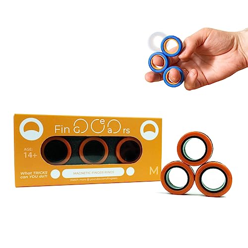 FinGears Original Orange-Schwarz, Größe M, magnetische Ringe, Anti-Stress, Dekompressionsspielzeug, Bürospielzeug von Fin-Gears