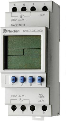 Finder 12.92.8.230.0000-5 Zeitschaltuhr für Hutschiene 230 V/AC Tagesprogramm von Finder