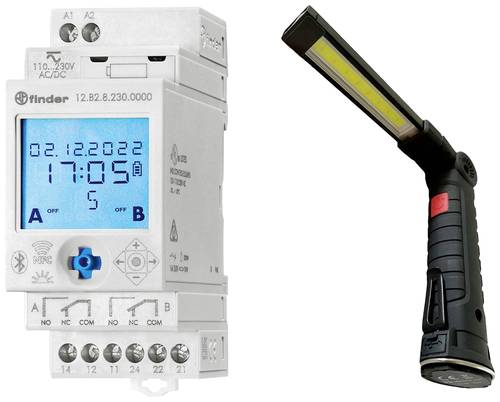 Finder 12.B2.8.230.0000+Baustrahler Zeitschaltuhr für Hutschiene Astronomisch, Zufallsschaltung, Ja von Finder
