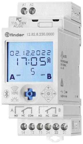 Finder 12.B2.8.230.0000 Zeitschaltuhr für Hutschiene 12.B2.8.230.0000 Astronomisch, Zufallsschaltun von Finder