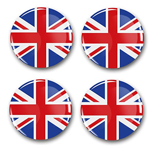 4 x Gel Aufkleber für Nabendeckel 60mm Durchmesser Felgenaufkleber Sticker für Felgen Emblem Doming für Auto Kfz Tuning Zubehör DM007 (Nr. 6 United Kingdom, Gel Aufkleber Set) von Finest Folia