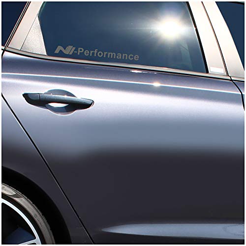 2er Set Aufkleber Logo N Performance Autoaufkleber Sticker Selbstklebend Waschstraßenfest Dekor Autoscheibe Seitlich Tuning Zubehör K091 (Mittelgrau, N Performance Full) von Finest Folia