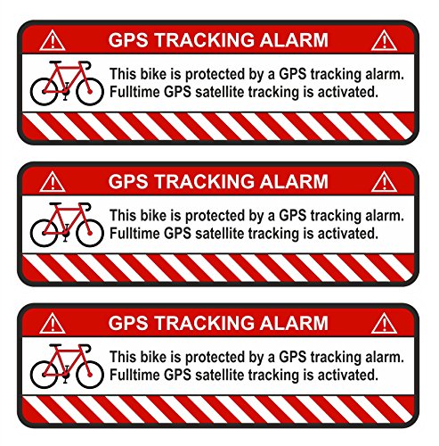 3x GPS Aufkleber Fahrrad" Motorrad" Auto" -Finest Folia Alarm Warnung Anti Diebstahl Sticker Tracker gesichert R055 (Weiß, Fahrrad) von Finest Folia