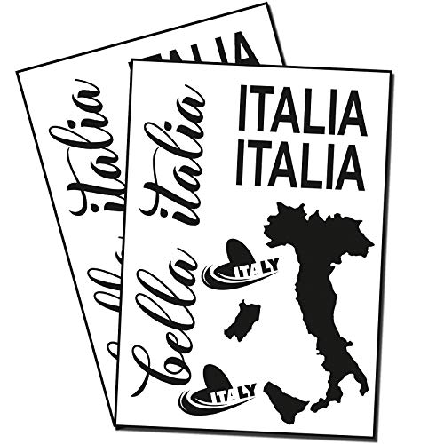 Finest Folia Bella Italia Aufkleber Set Italien für Auto Bus Wohnwagen Anhänger Motorrad Kfz Fahrzeug Autoaufkleber Italienische Karte Flagge Selbstklebend (K131 Schwarz Matt) von Finest Folia