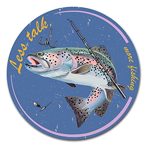 Finest Folia Fisch Aufkleber im Retro Stil 10x10cm Angeln Fischen Vintage Sticker für Auto Boot Angelkoffer Angel Zubehör wetterfest R165 (03 Forelle, Less Talk) von Finest Folia