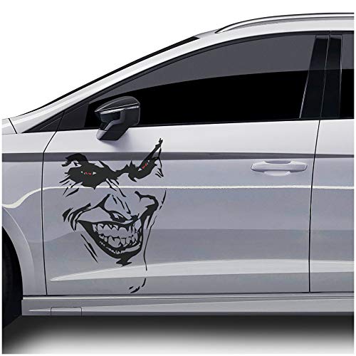 Joker Aufkleber 67x50cm Why so serious Schriftzug Spruch Fahrzeug Dekor Folie für Auto Bus Wohnwagen Kfz Zubehör Autoaufkleber Clown Humor (Anthrazit Metallic, KX011 Joker) von Finest Folia