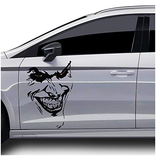 Joker Aufkleber 67x50cm Why so serious Schriftzug Spruch Fahrzeug Dekor Folie für Auto Bus Wohnwagen Kfz Zubehör Autoaufkleber Clown Humor (Schwarz Glanz, KX011 Joker) von Finest Folia