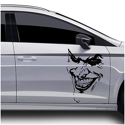 Joker Aufkleber 67x50cm Why so serious Schriftzug Spruch Fahrzeug Dekor Folie für Auto Bus Wohnwagen Kfz Zubehör Autoaufkleber Clown Humor (Schwarz Matt, KX011+KX065 2x Joker) von Finest Folia