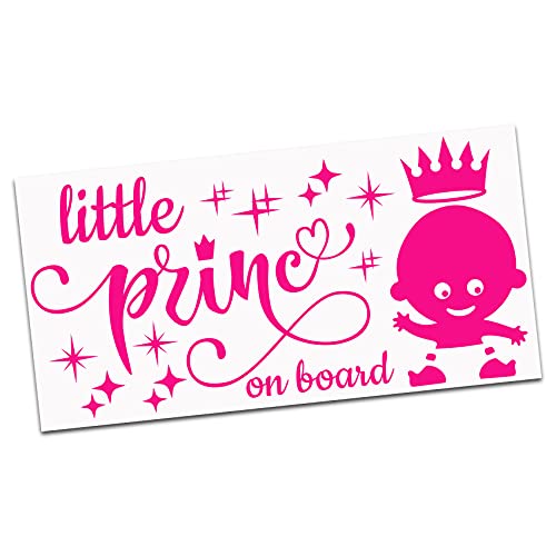 Finest Folia Little Prince on Board Autoaufkleber Sticker für Fahrzeuge Auto Bus Heckscheibe Aufkleber für Eltern Baby Kind waschstraßenfest KX070 (Neon Pink, Prince) von Finest Folia