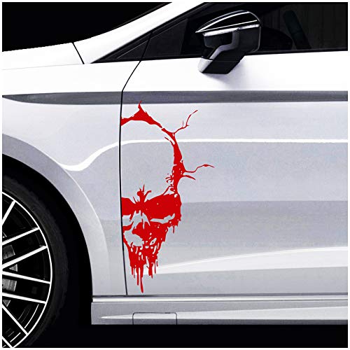 Finest Folia Skull Totenkopf Aufkleber Sticker Dekor Folie Autoaufkleber Tattoo für Auto LKW Wohnwagen K079 (Karminrot, 28x13 cm) von Finest Folia