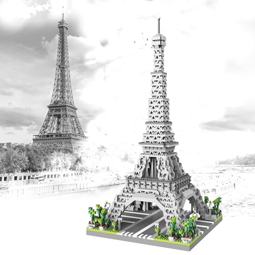 Finger Rock Architecture Paris Eiffelturm Hoch 42cm, Modellbausatz Mikro Klemmbausteine Set 3585 Teile, Schreibtisch Deko Geschenkideen Spielzeug für Sammler Erwachsene oder Jugendliche von Finger Rock