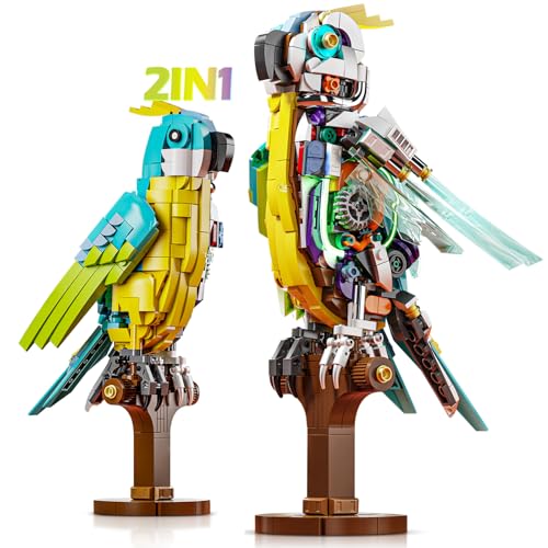 Finger Rock Technik Papagei Tiere Baustein Set, Tier-Figuren Klemmbausteine 688 Teile Modellbausatz, Ideas Geschenk und Deko Spielzeug für Sammler Erwachsene und Kinder von Finger Rock