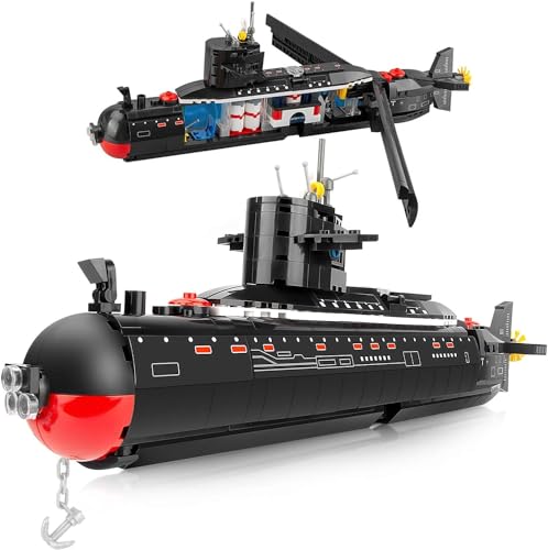 Finger Rock Submarine U-Boot Klemmbausteine Set, 519 Teile 39cm Lang Atom Submarine Modellbausatz, Militär Schiff City Geschenk ab Erwachsene und Jugendliche Finger Rock Submarine U-Boot Klemmbausteine Set, 519 Teile 39cm Lang Atom Submarine Modellbausatz, Militär Schiff City Geschenk ab Erwachsene und Jugendliche von Finger Rock
