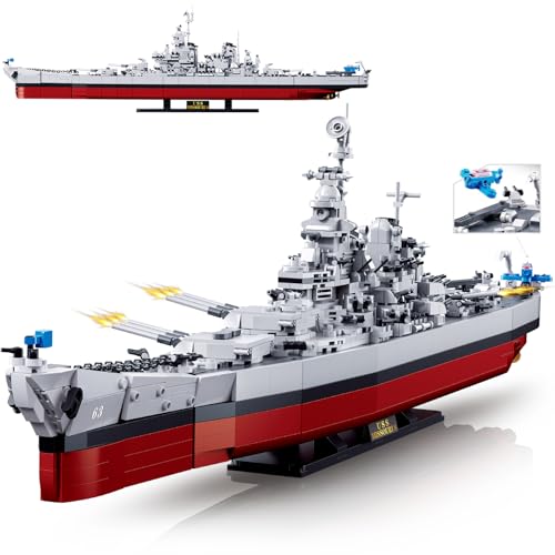 Militärische Technik Schlachtschiff Klemmbausteine,1739Teile 1/350 WWII USS Missouri Battleship Modell Bausatz Deutsches Militär Kriegsschiff Groß MOC Spielzeug Schiff Geschenkbauset für Erwachsene Militärische Technik Schlachtschiff Klemmbausteine,1739Teile 1/350 WWII USS Missouri Battleship Modell Bausatz Deutsches Militär Kriegsschiff Groß MOC Spielzeug Schiff Geschenkbauset für Erwachsene von Finger Rock