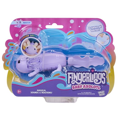 Fingerlings Interaktives Baby Axolotl, Auggie (Lila), Schwimmt & Leuchtet auf von Fingerlings