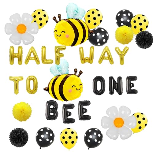 Half Way to Bee One Decoration Bee Half Birthday Decoration Half Way To One Decoration Half Birthday Balloons Half Birthday Party Supplies Bee Decorations Supplies von Finypa