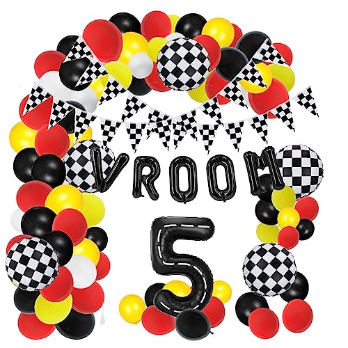 Race Car Balloons Arch Garland Kit 40 Inch Racetrack Number 5 Balloon Black Boys 5rd Birthday Race Car Theme Party Decor Supplies Checkered Racing Monster Truck Themed Party Decorations von Finypa