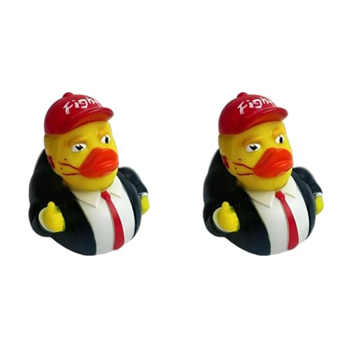 Fiorky 2 Stück Donald Trump Gummienten,Neuheit Trump Gummienten Quietsche Badeente Trump Merchandise Gummienten Lustiges Entenspielzeug für Kinder Geschenk Gummienten Trump Geschenke Duschen von Fiorky