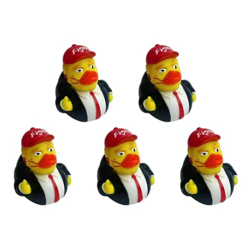 Fiorky 5 Stück Donald Trump Gummienten,Neuheit Trump Gummienten Quietsche Badeente Trump Merchandise Gummienten Lustiges Entenspielzeug für Kinder Geschenk Gummienten Trump Geschenke Duschen von Fiorky