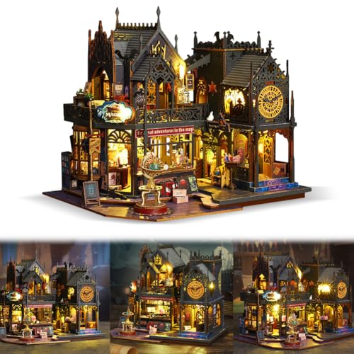 Fiorky DIY-Puppenhaus-Holz-Miniaturmöbel-Set, Mini-Haus, Miniatur-Haus-Set mit LED-Leuchten, DIY-Miniatur-Puppenhaus-Set, Holz-Puppenhaus für Erwachsene, einzigartige Geschenke für Teenager von Fiorky