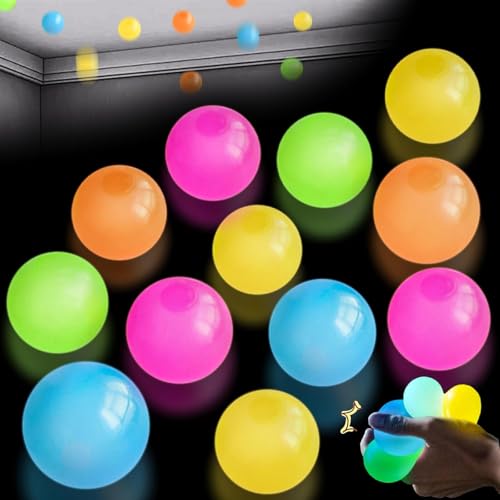 Fiorky Glorbs Balls, klebrige Bälle an der Decke, leuchten im Dunkeln, leuchtende Fluoreszierende Stress-Wandbälle, springendes Zappelspielzeug for Kinder und Erwachsene, Linderung von Angst von Fiorky