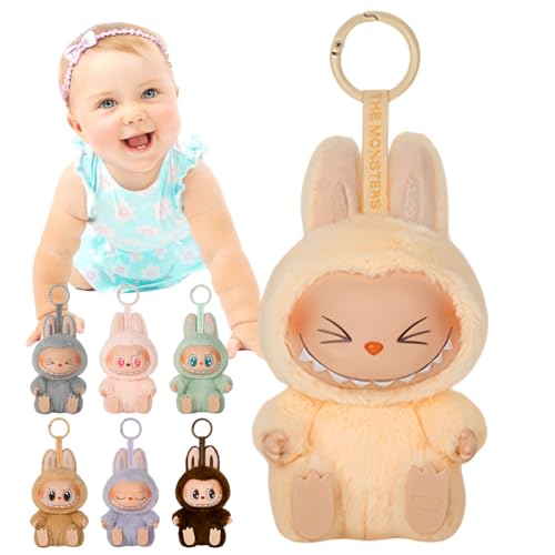 Fiorky Labubu Keychain, Labubu Plüsch Schlüsselanhänger, 5,9 Zoll Monsters Labubu herzbewegende Macaron-Puppenfigur Modelltasche Schlüsselanhänger Sammlung Dekoration von Fiorky