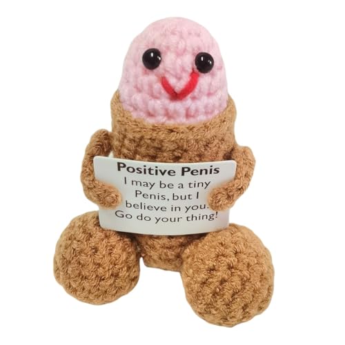 Fiorky Lustige handgemachte Puppe zur emotionalen Unterstützung, Geschenk, Positive Strickpuppe mit positiver Karte, emotionale Unterstützung, Plüsch, Häkeln, Ermutigungsspielzeug for Freund von Fiorky